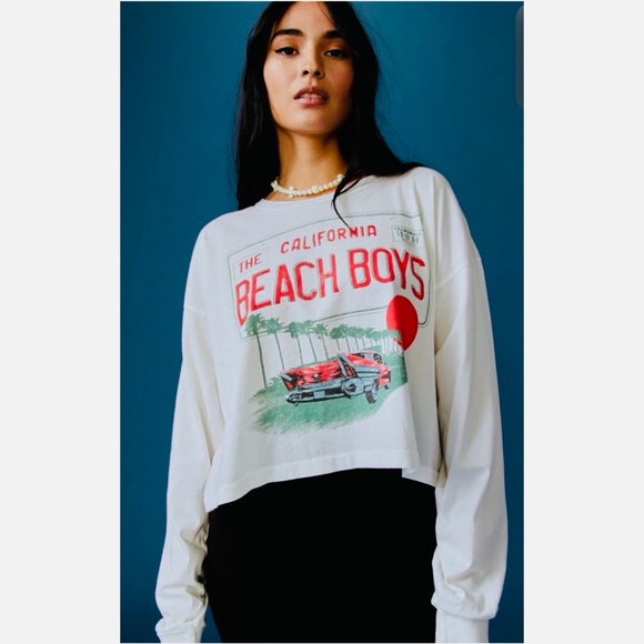 Daydreamer Tops - Daydreamer Beach Boys Long Sleeve Crop T-Shirt